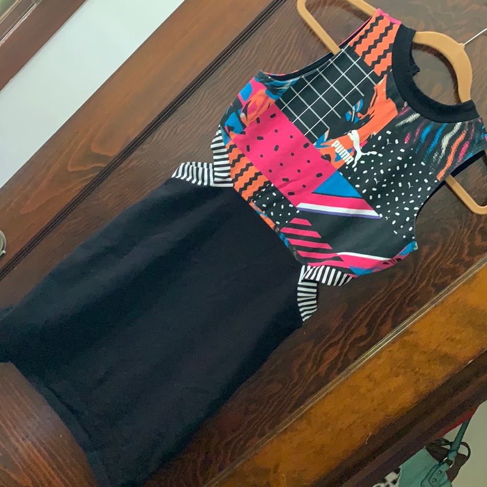 90s print puma bodycon dress size medium athleisure